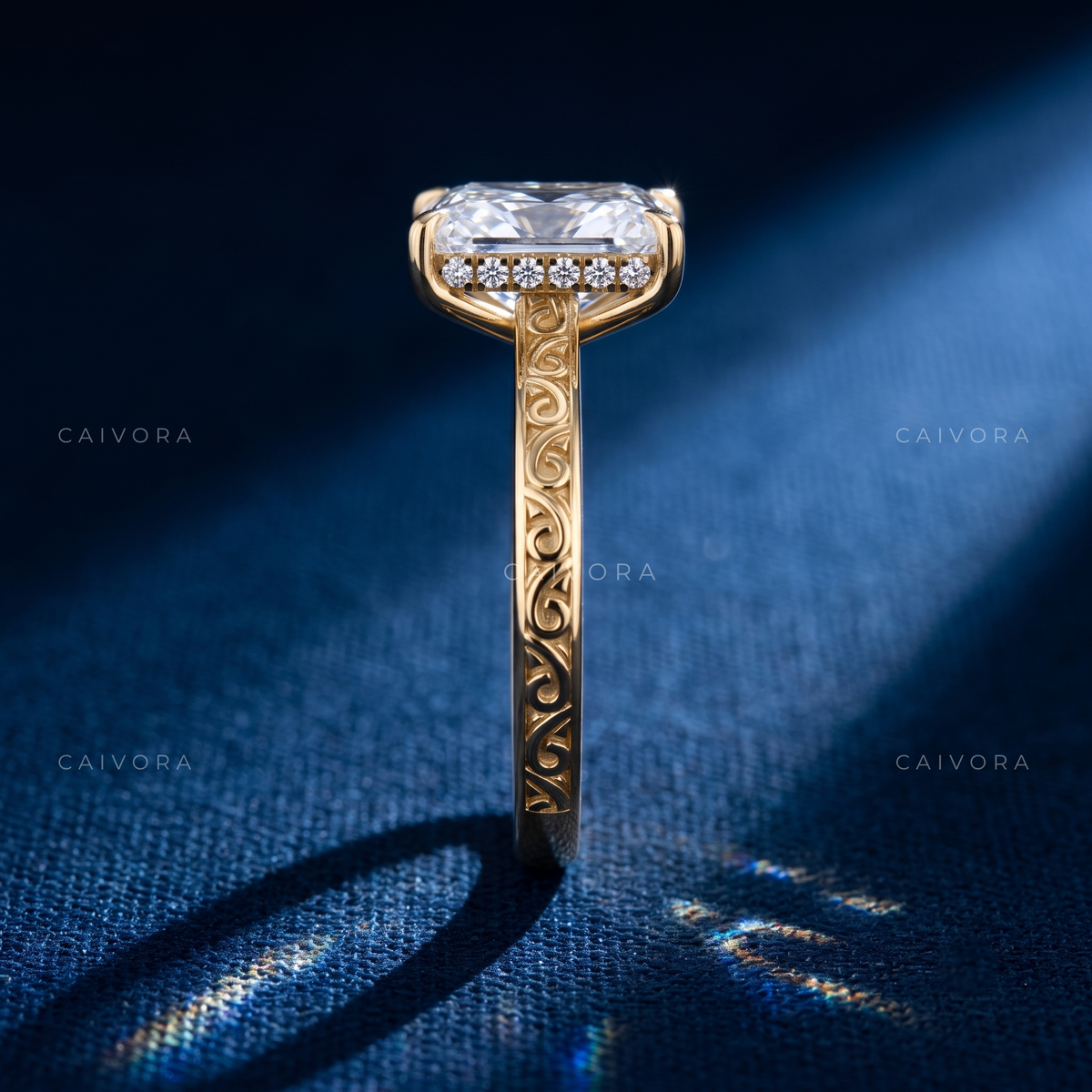 Old Mine Cut Diamond Architectural Engagement Ring