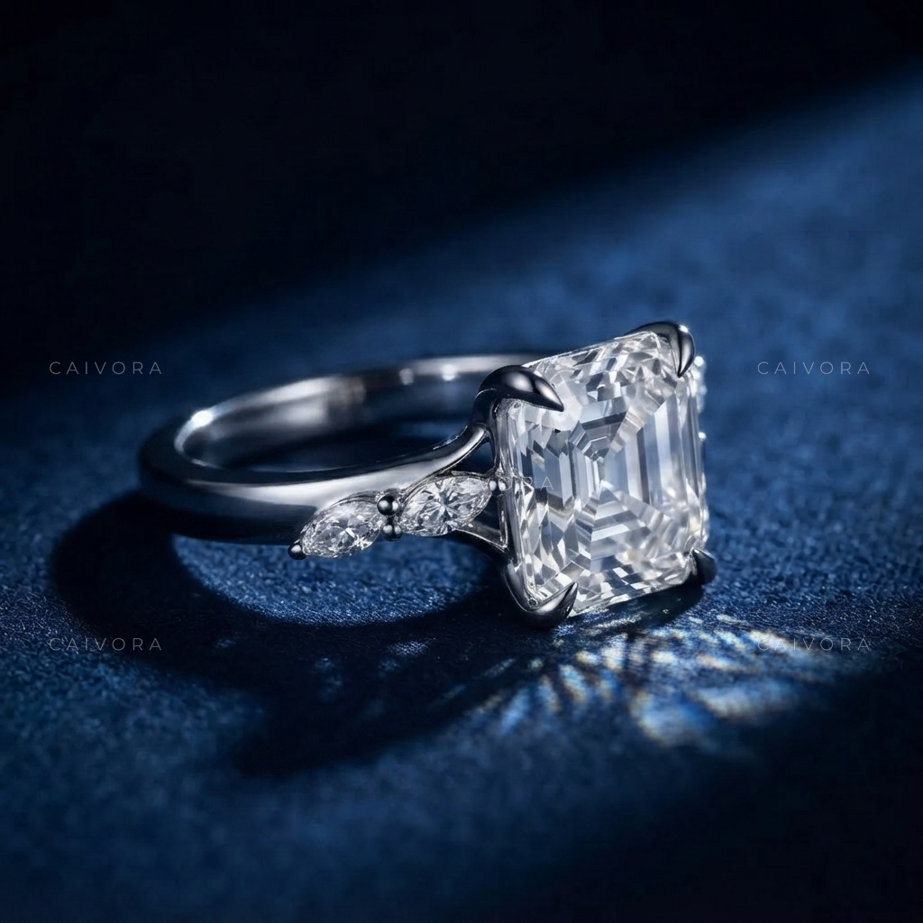 Asscher Cut Diamond Twist Engagement Ring
