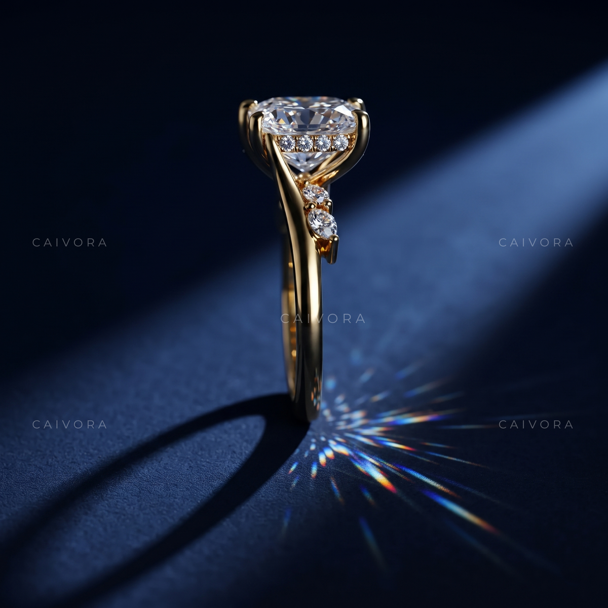 Cushion Cut Diamond Ring with Intertwined Twist Band