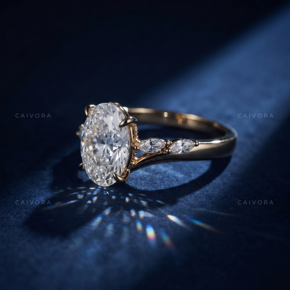 Oval Cut Diamond Twist Hidden Halo Engagement Ring