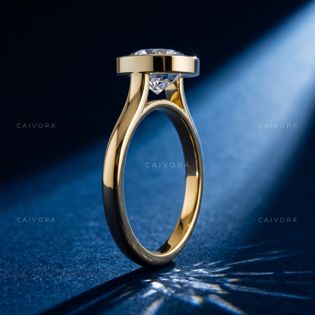Cushion Cut Modern Bezel Solitaire Ring