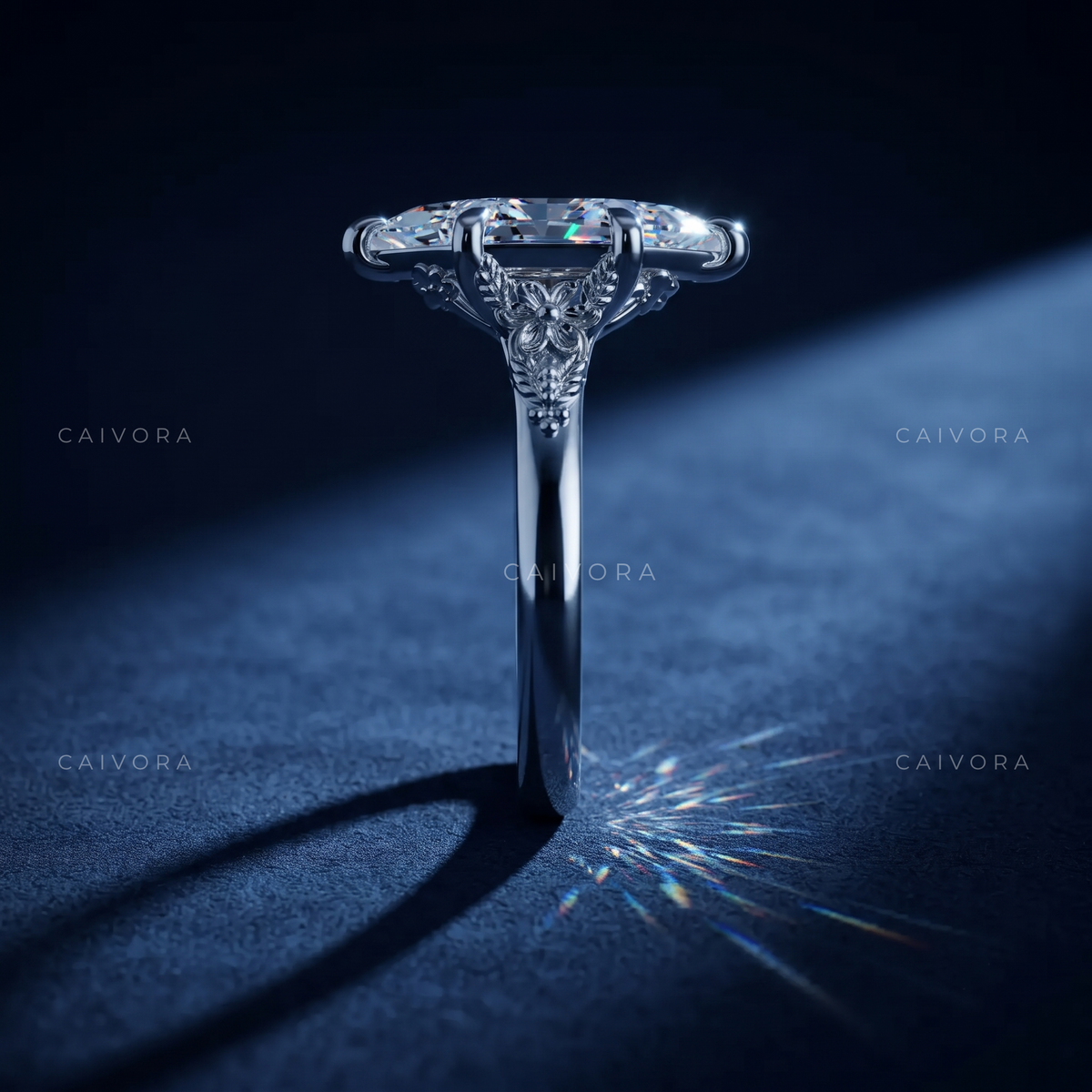 Evelora Sculpted Ring Showcasing a Dutch Marquise Diamond