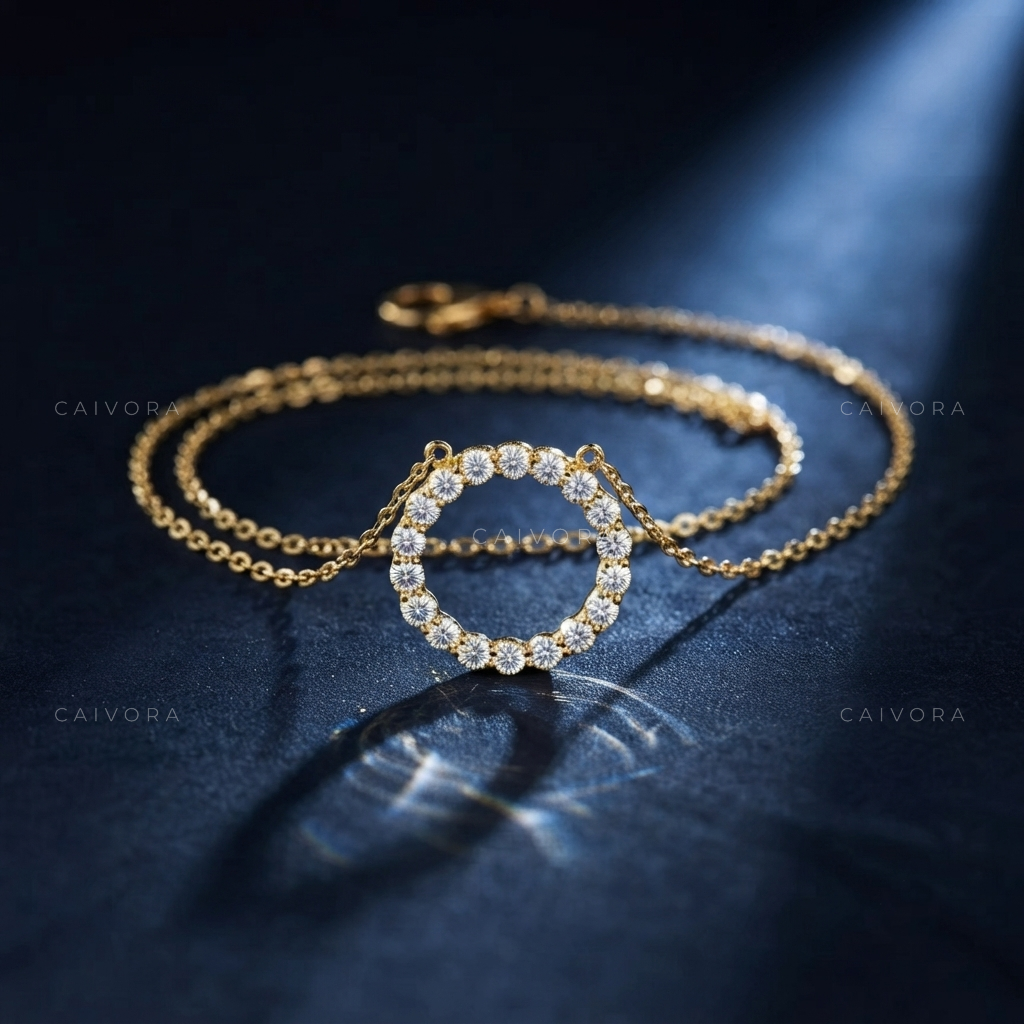 Round Lab-Grown Diamond Circle Pendant Necklace
