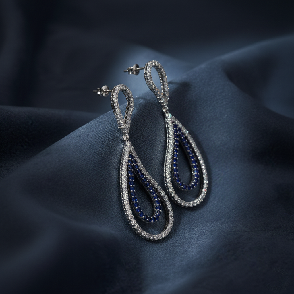 Ocean-Inspired Sapphire and Diamond Dangles