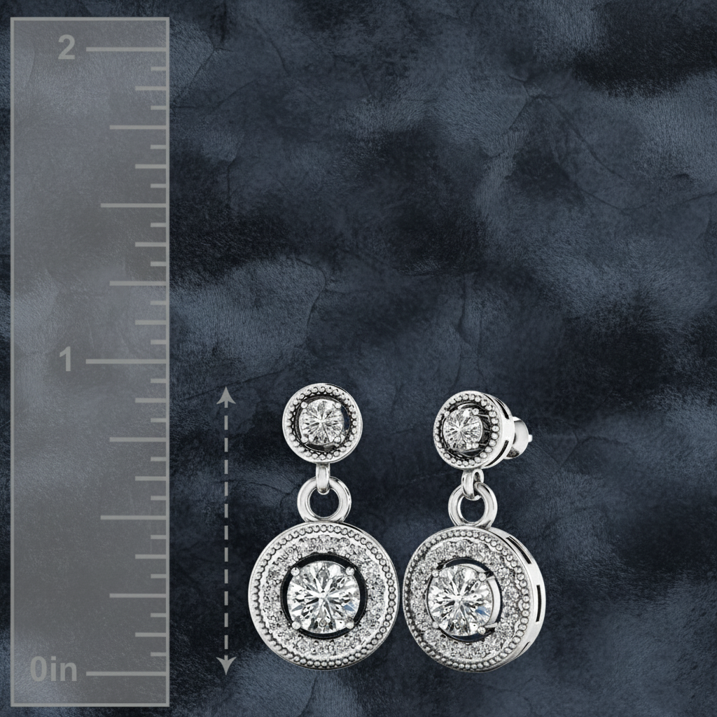 Milgrain Halo Dangle Diamond Earrings