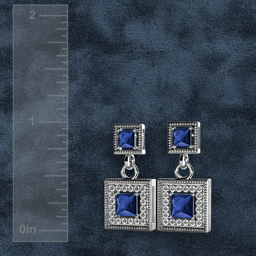 Elegant Deep Blue Gemstone Statement Earrings