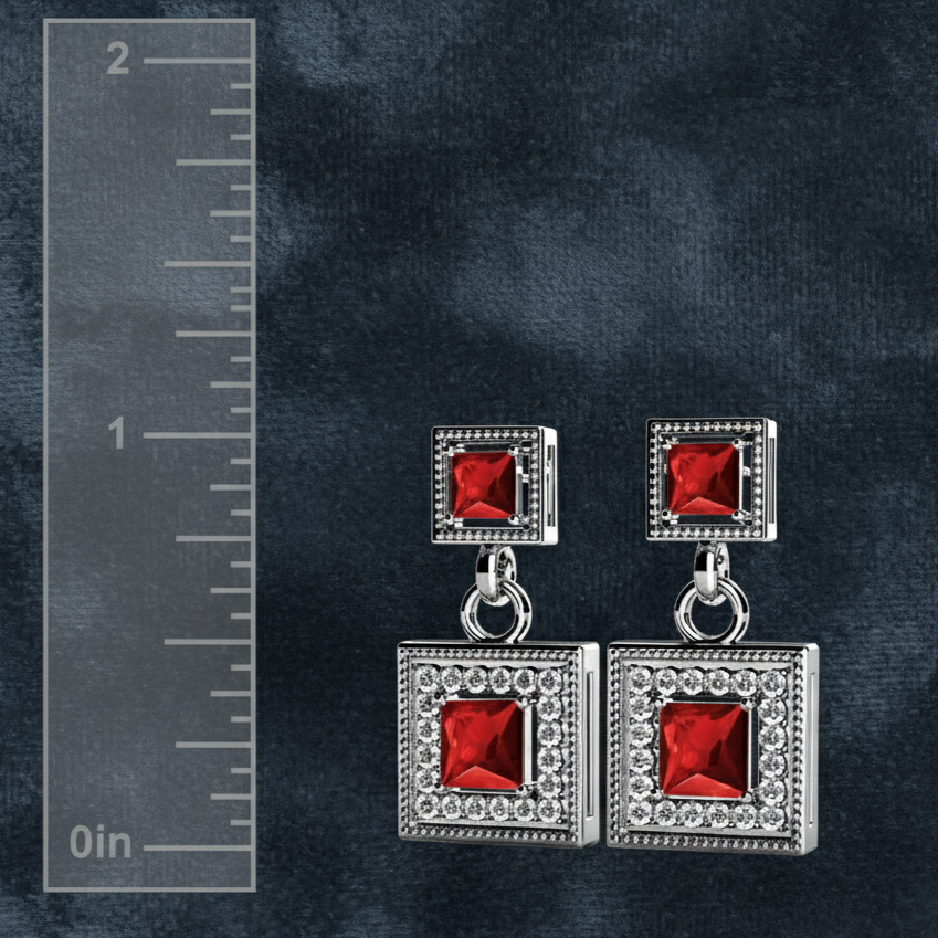 Luxurious Red Gemstone Statement Dangle Earrings
