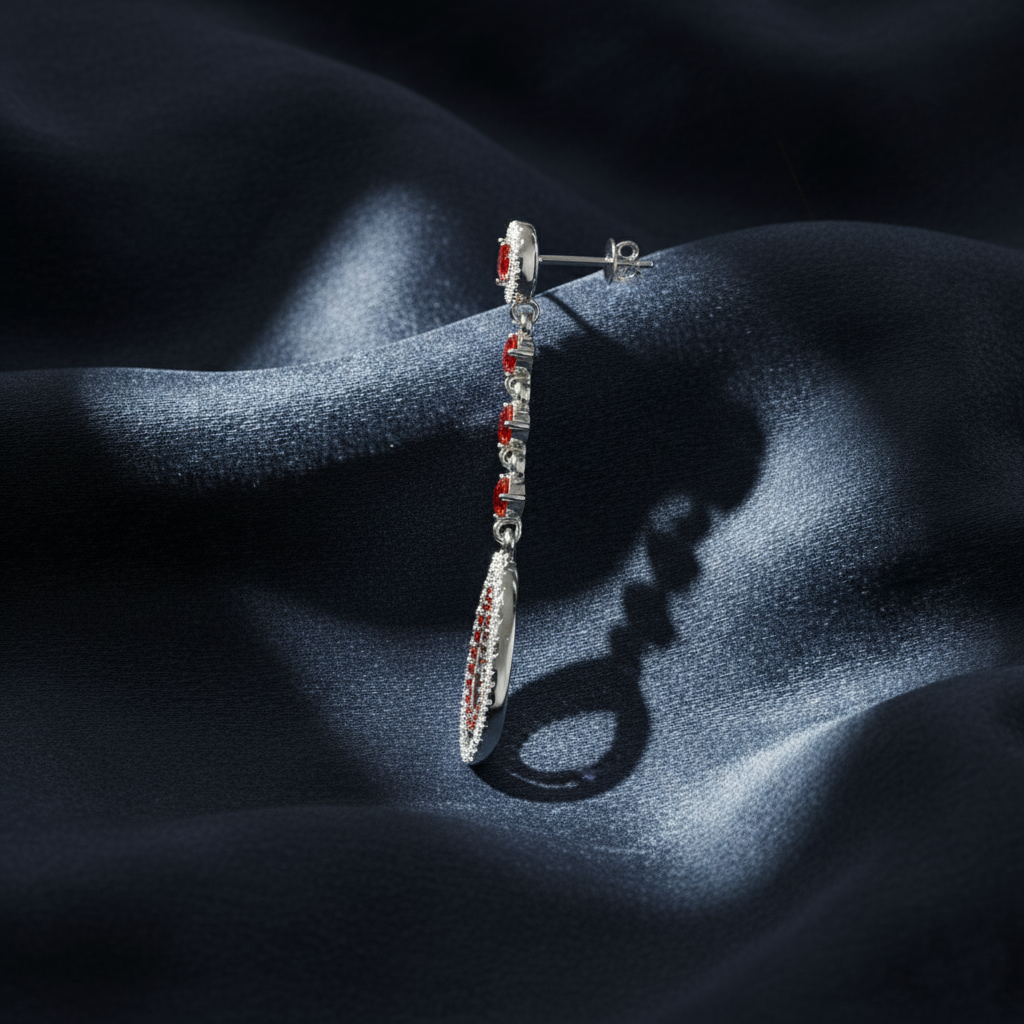 Vibrant Red and White Statement Earrings