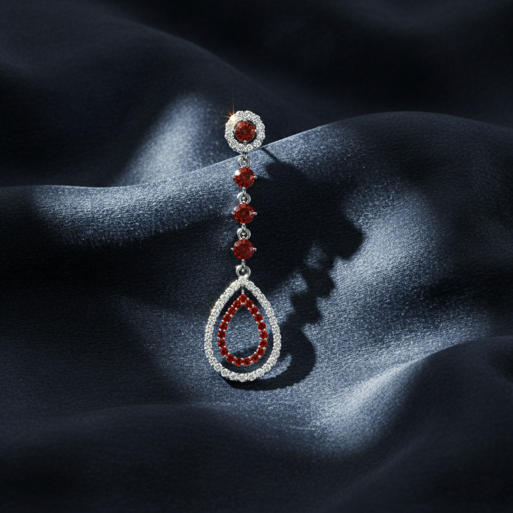 Vibrant Red and White Statement Earrings