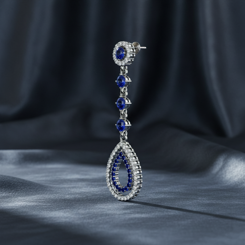 Classic Diamond and Sapphire Teardrop Earrings