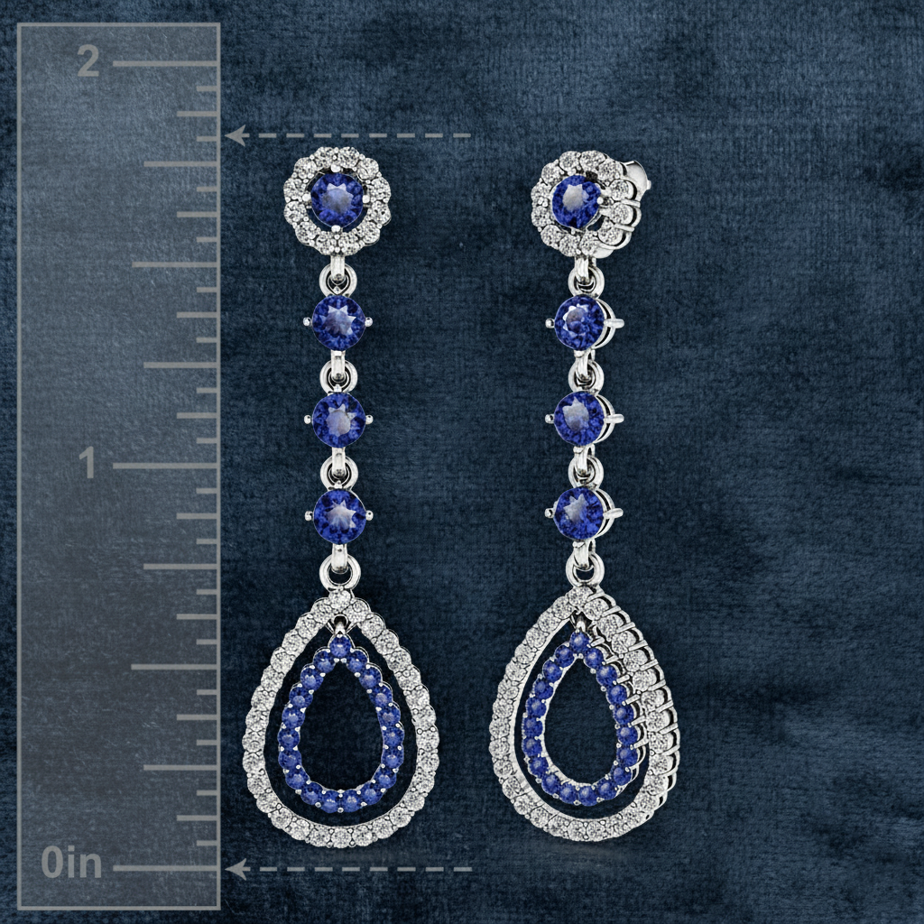 Classic Diamond and Sapphire Teardrop Earrings