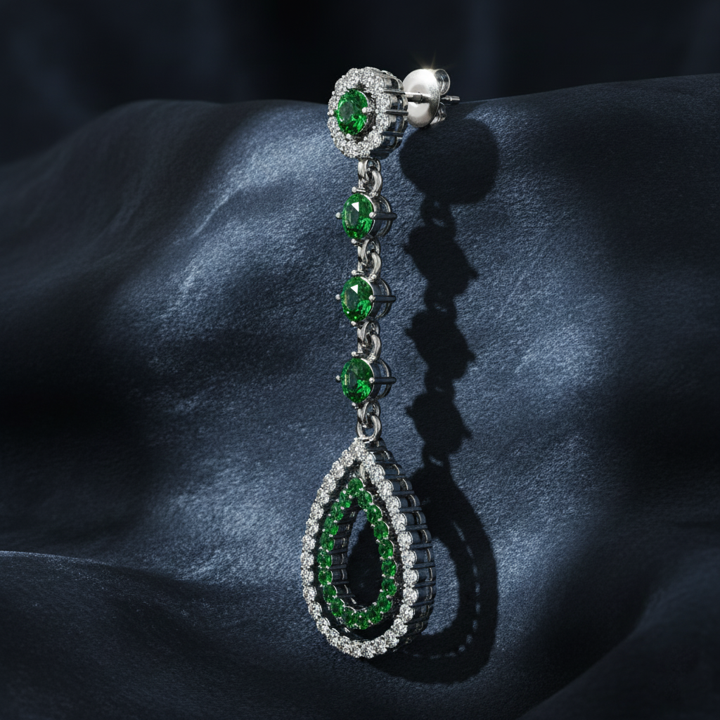 Vibrant Green and White Statement Earrings