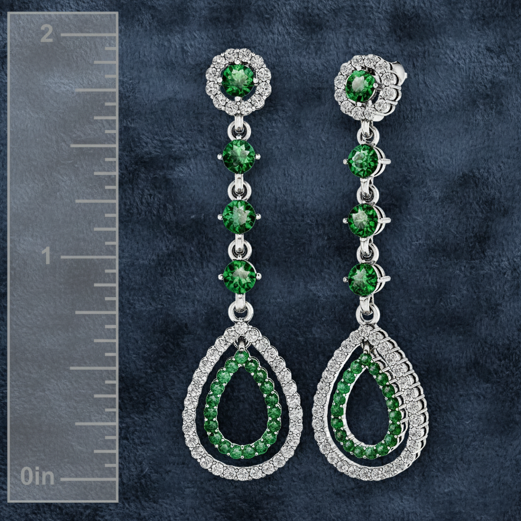 Vibrant Green and White Statement Earrings