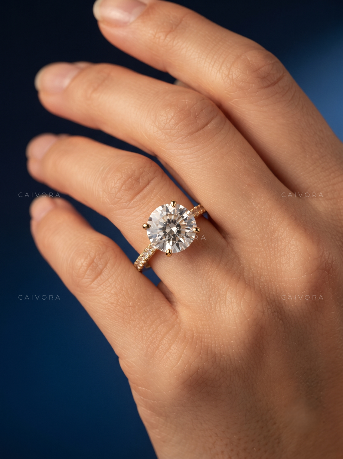 Classic Round Pave Hidden Halo Engagement Ring