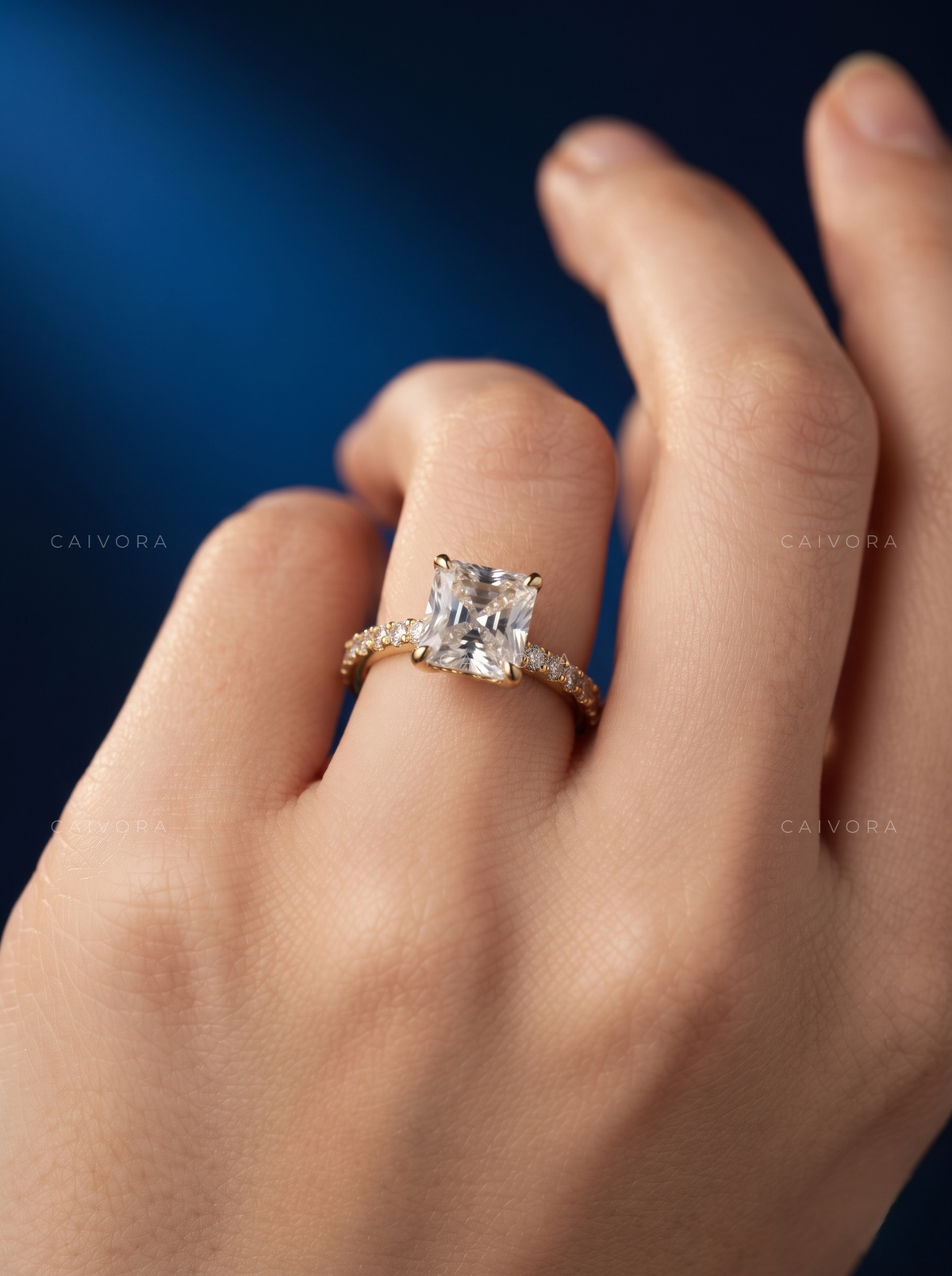 Elegant Twist Band Engagement Ring with Asscher Cut Diamond
