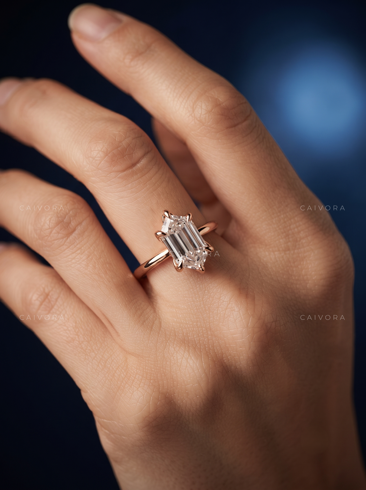 Hexagon Cut Hidden Halo Pavé Tulip Engagement Ring