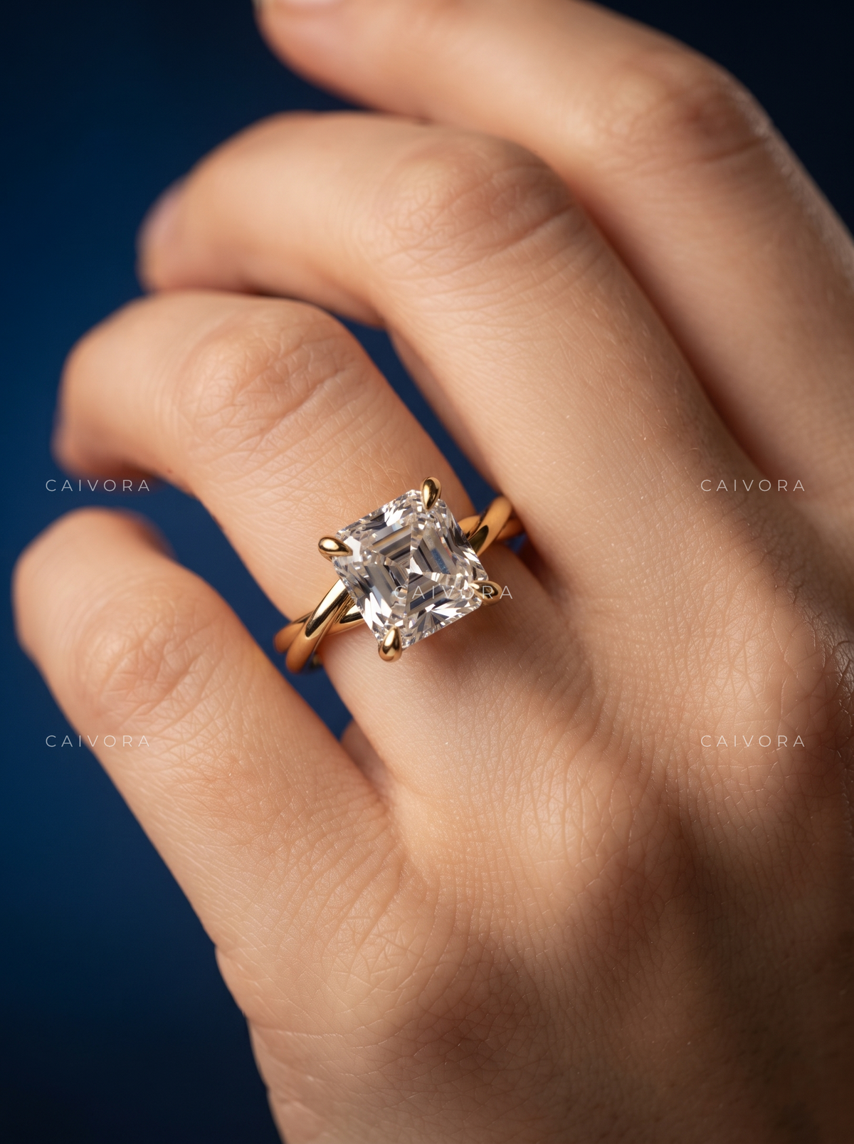 Vintage Prism Kosina Engagement Ring with an Asscher Cut Diamond