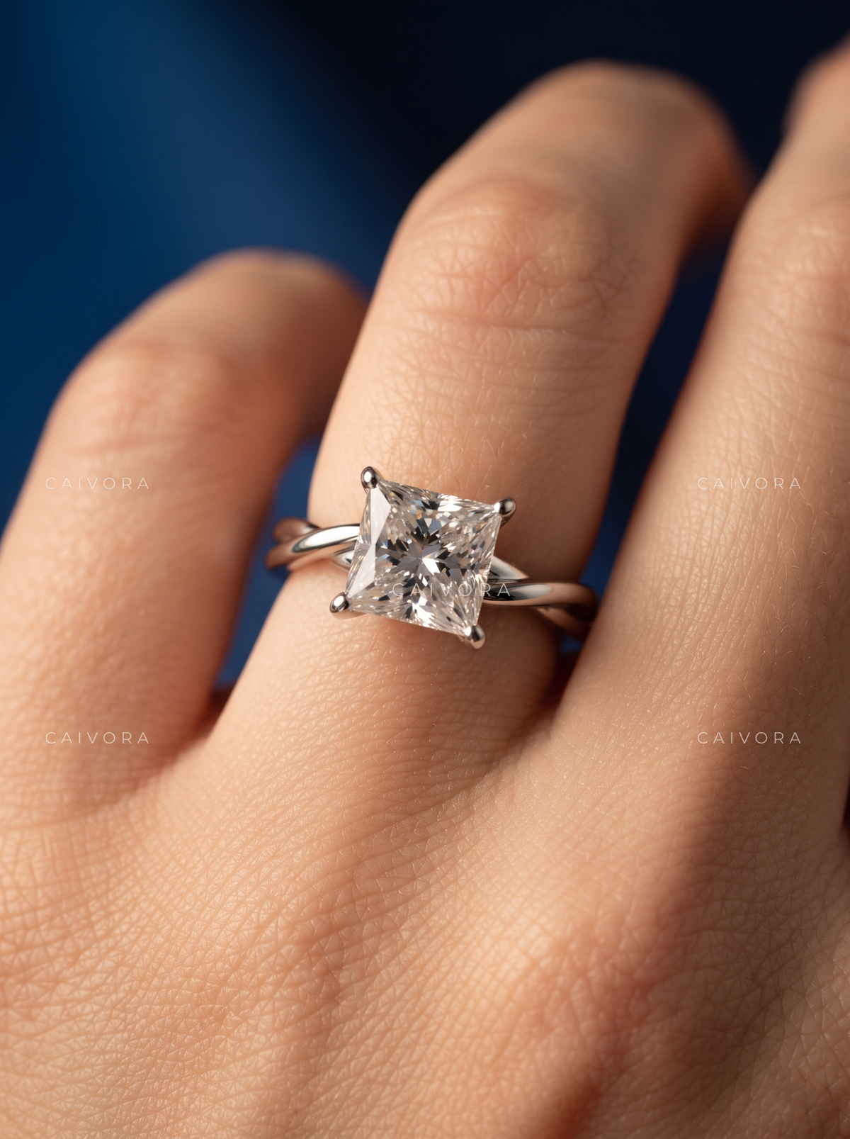 Art Deco Aura Kosina Engagement Ring Showcasing an  Princess Cut Diamond