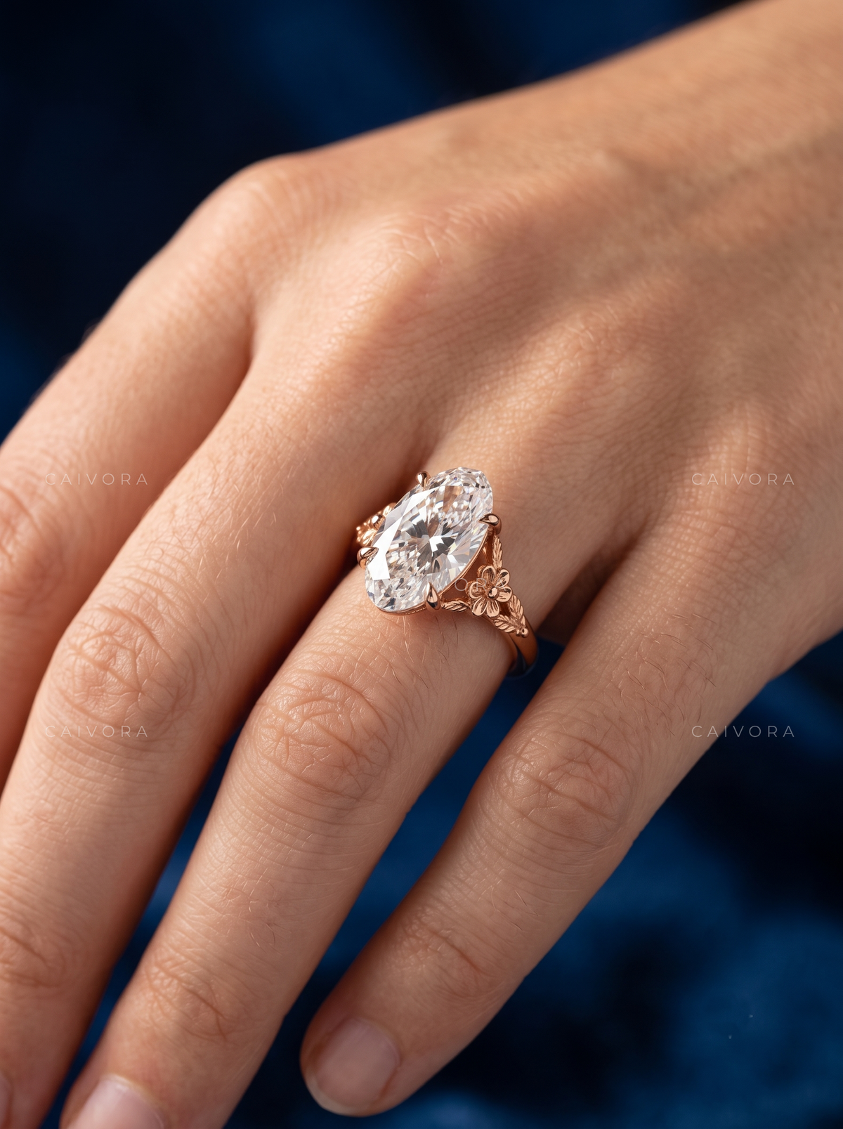 Isadora Sculpted Diamond Ring Featuring a Moval Cut