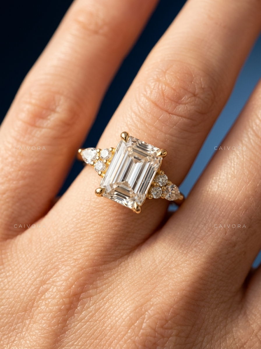 Refined Triana Engagement Ring Showcasing an Emerald Cut Diamond