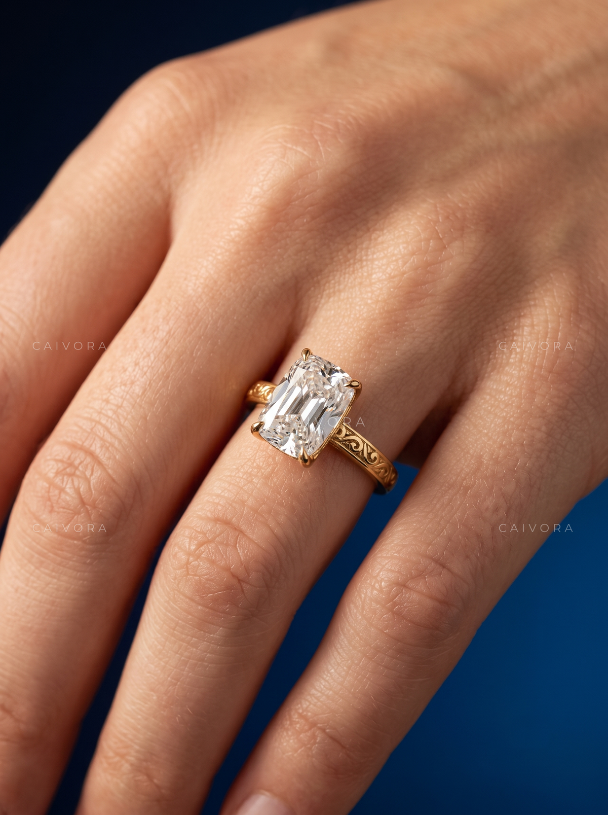Old Mine Cut Diamond Architectural Engagement Ring