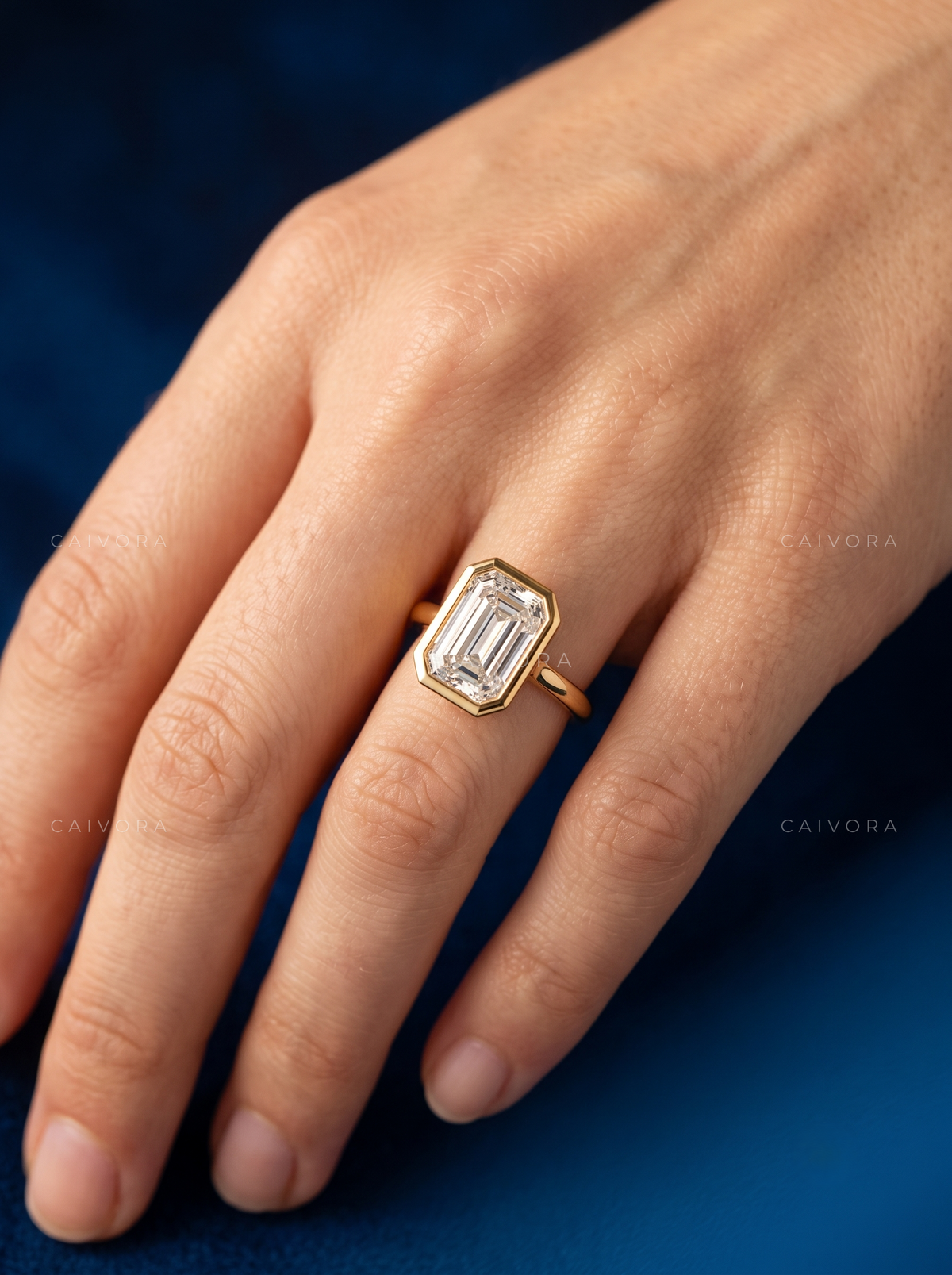 Emerald Cut Modern Bezel Engagement Ring