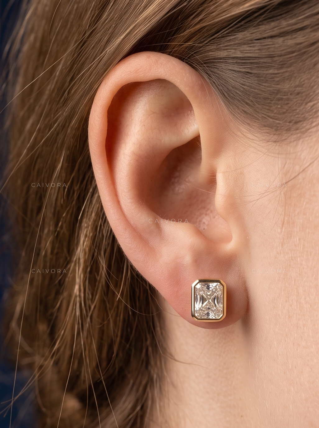 Solenne Radiant Bezel Stud Earrings