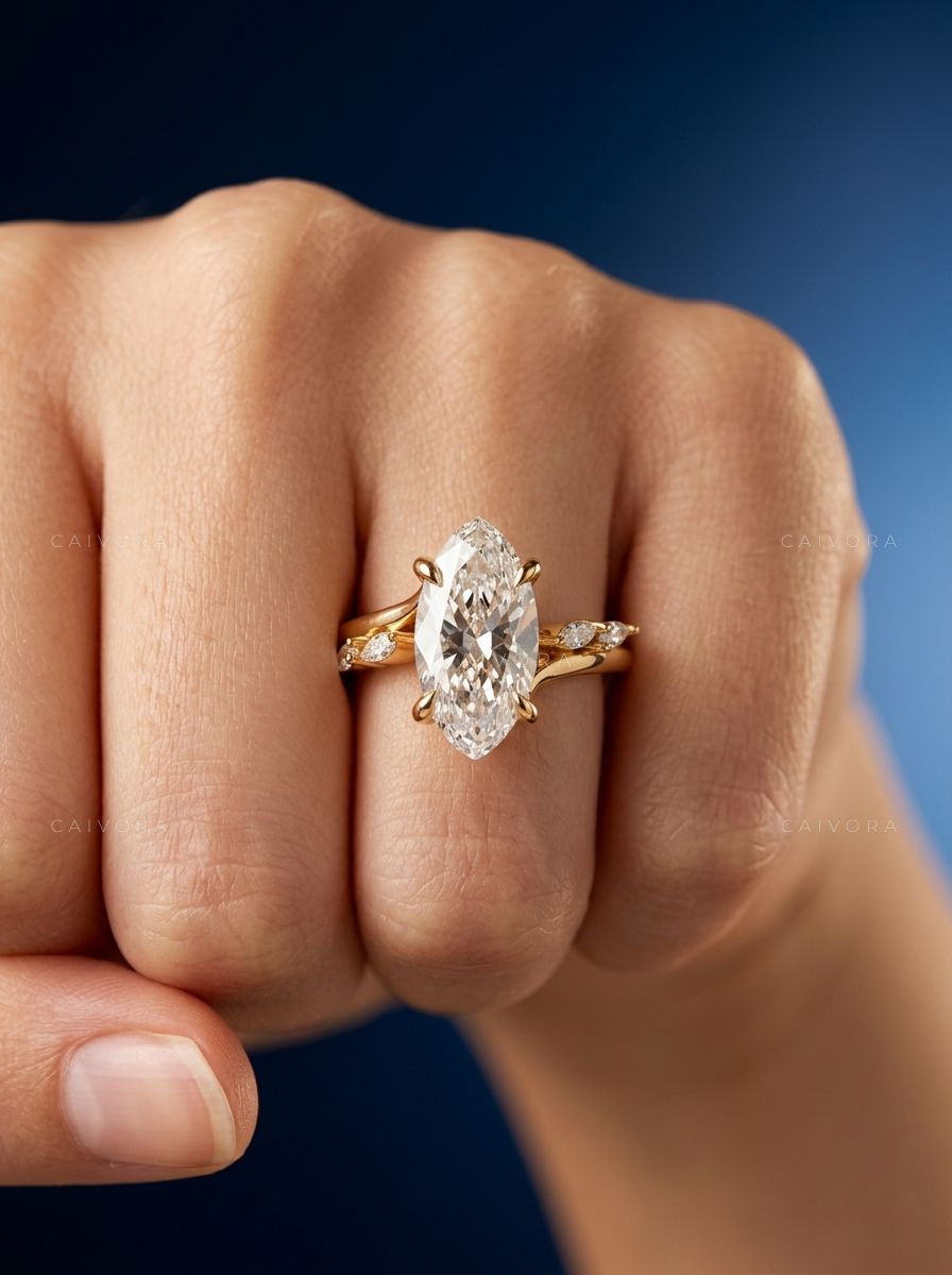 Graceful Twist Band Engagement Ring with an Moval Cut Center Stone