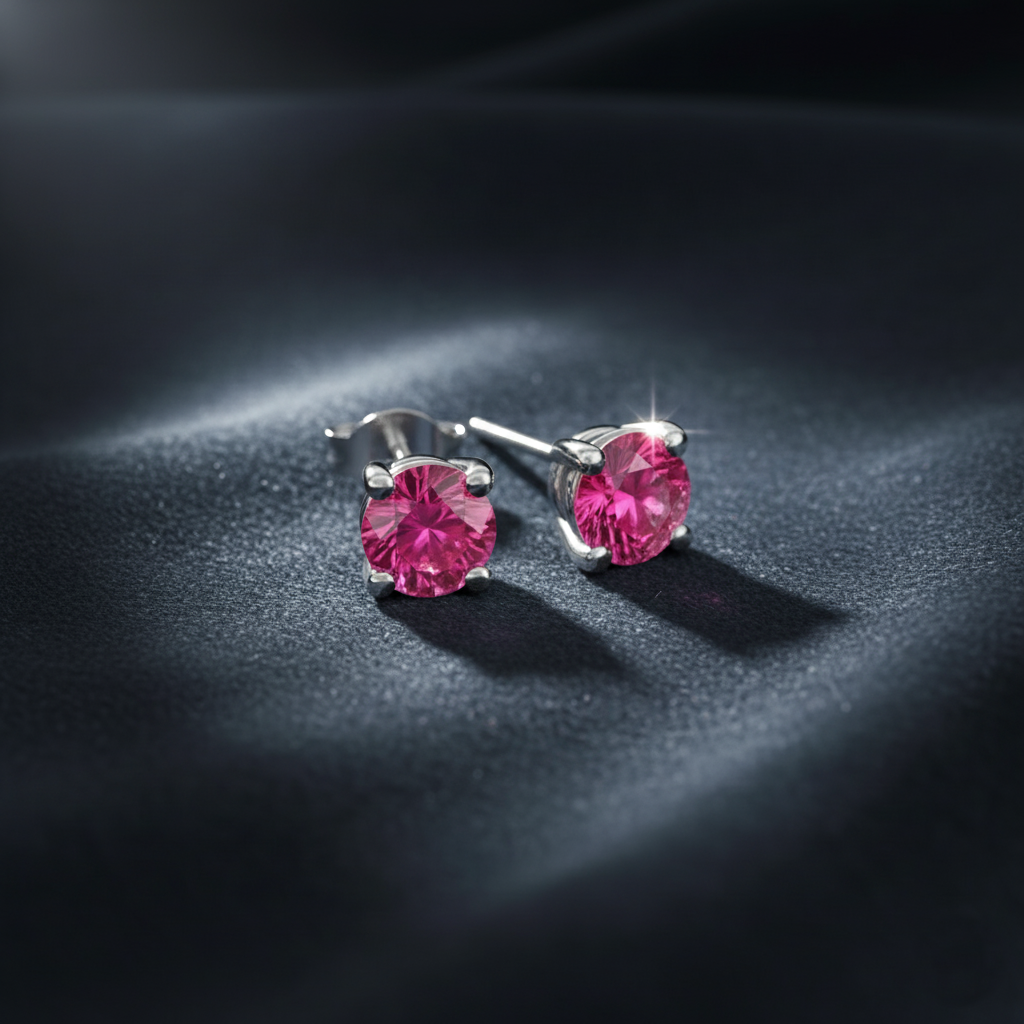 Engaging Pink Sapphire Gemstone Stud Earrings