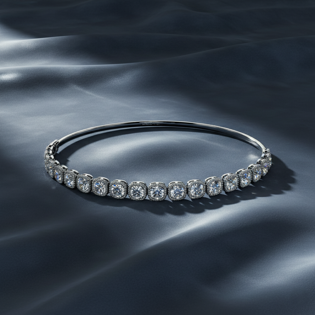 Fashion Style Round Lab Diamond Bangle Bracelet