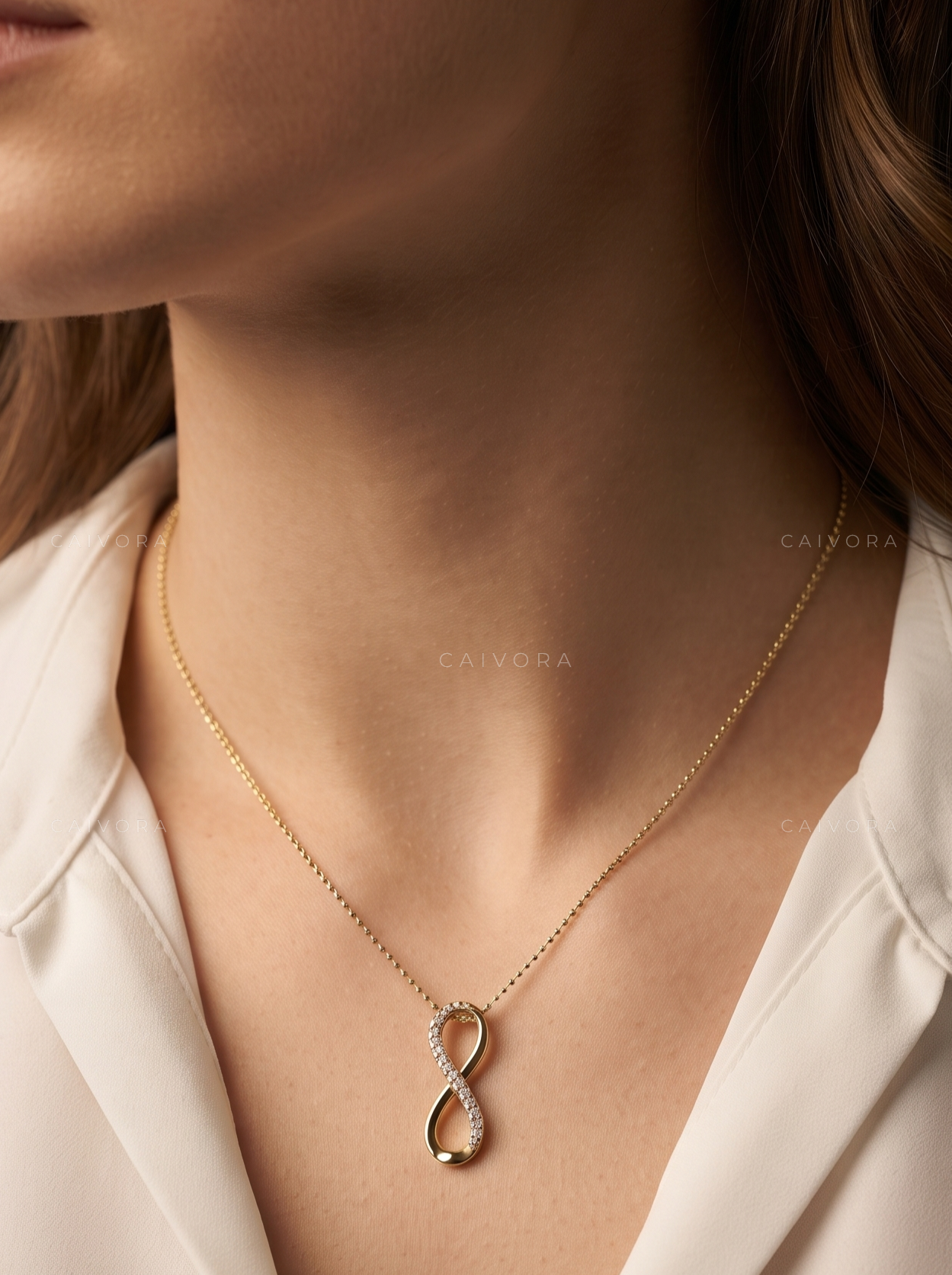 Vertical Infinity Lab-Grown Diamond Pendant Necklace