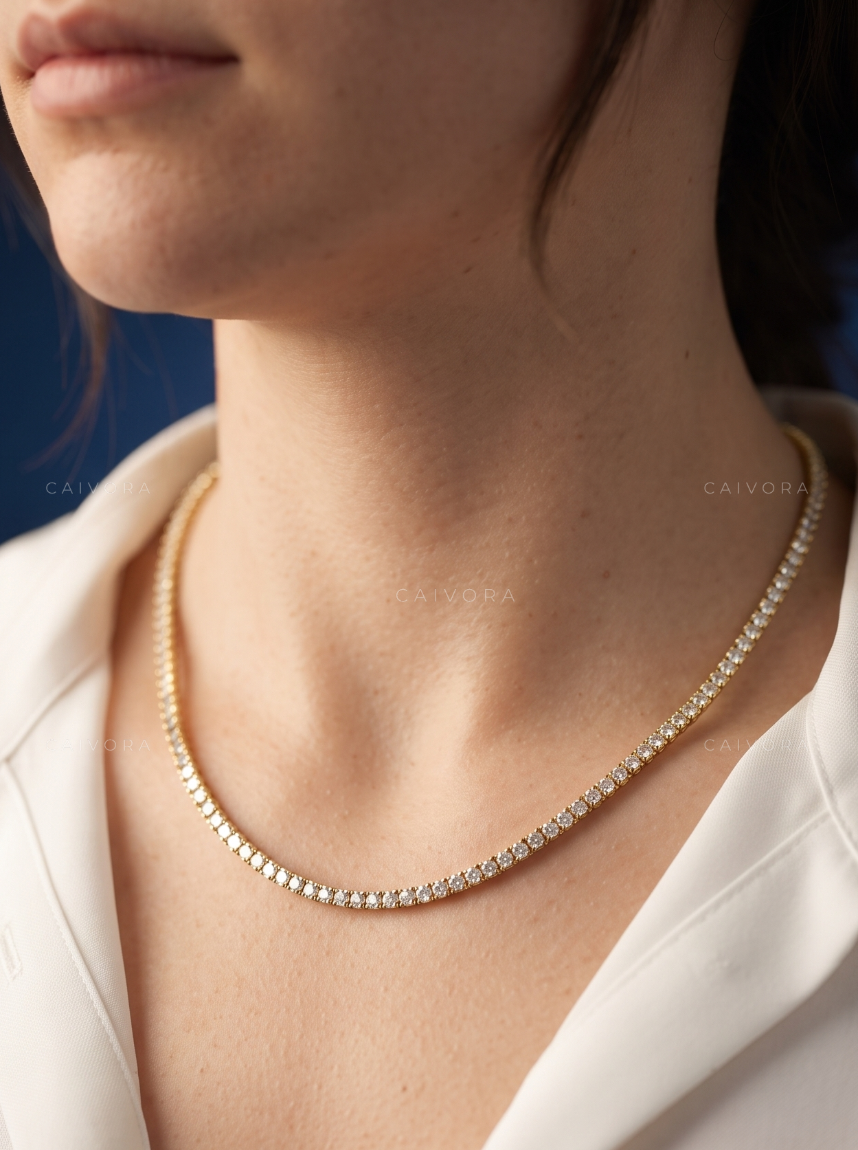 Round Lab-Grown Diamond Tennis Necklace