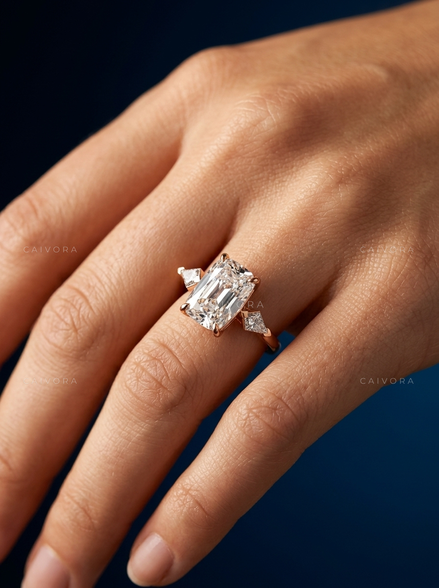 Vintage Three Stone Engagement Ring with Old Mine Diamond & Kite Accents
