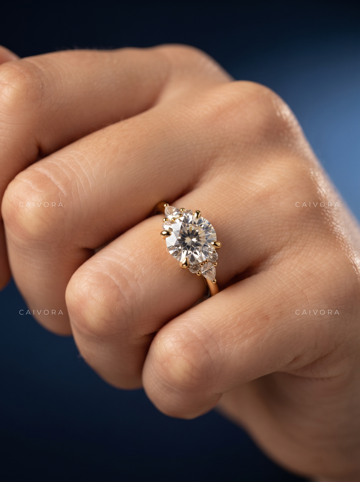 Distinctive Triana Engagement Ring with a Round Cut Center Diamond