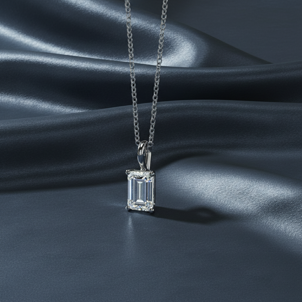 Sophisticated Step Cut Ethical Diamond Pendant