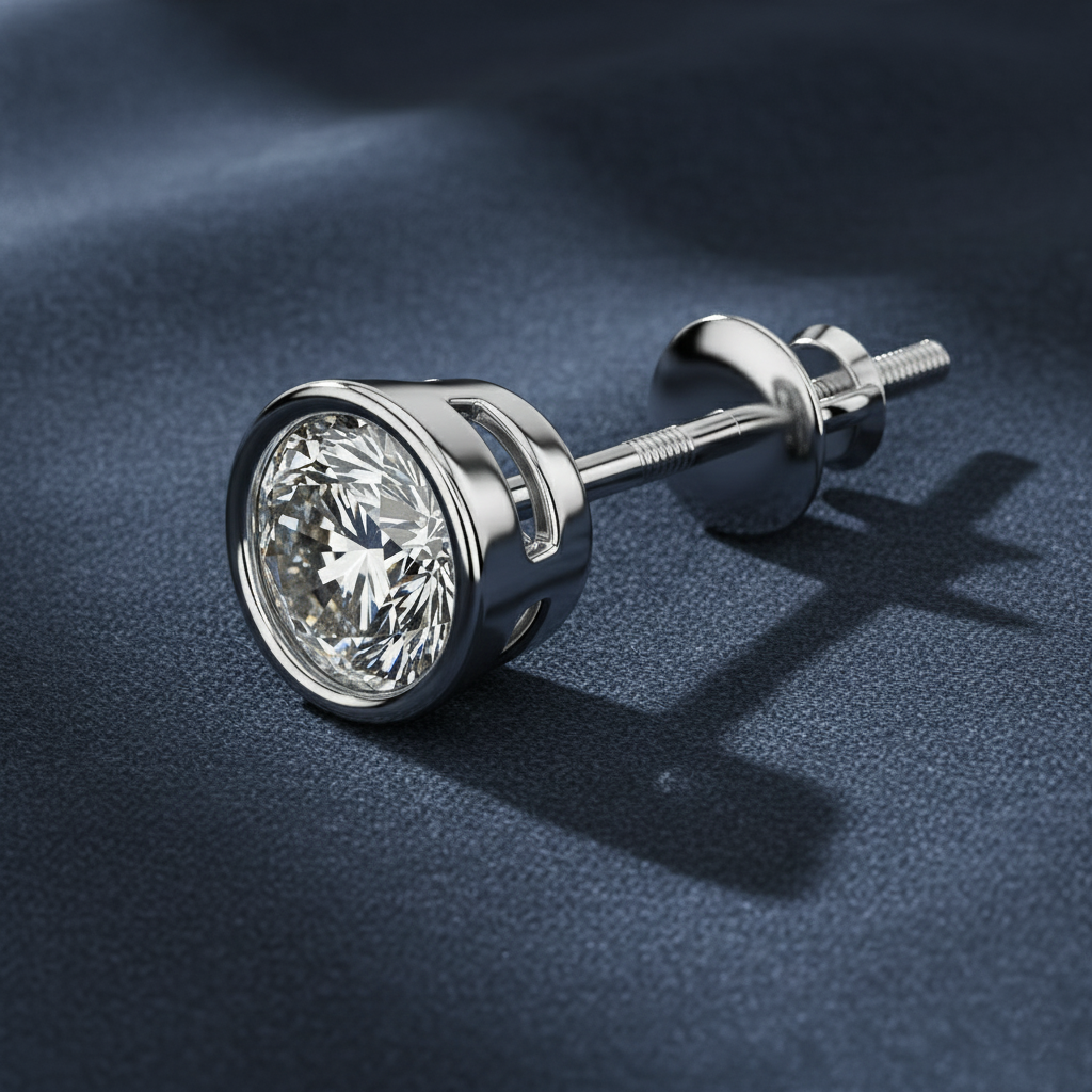 Captivating Bezel Set Single Diamond Stud