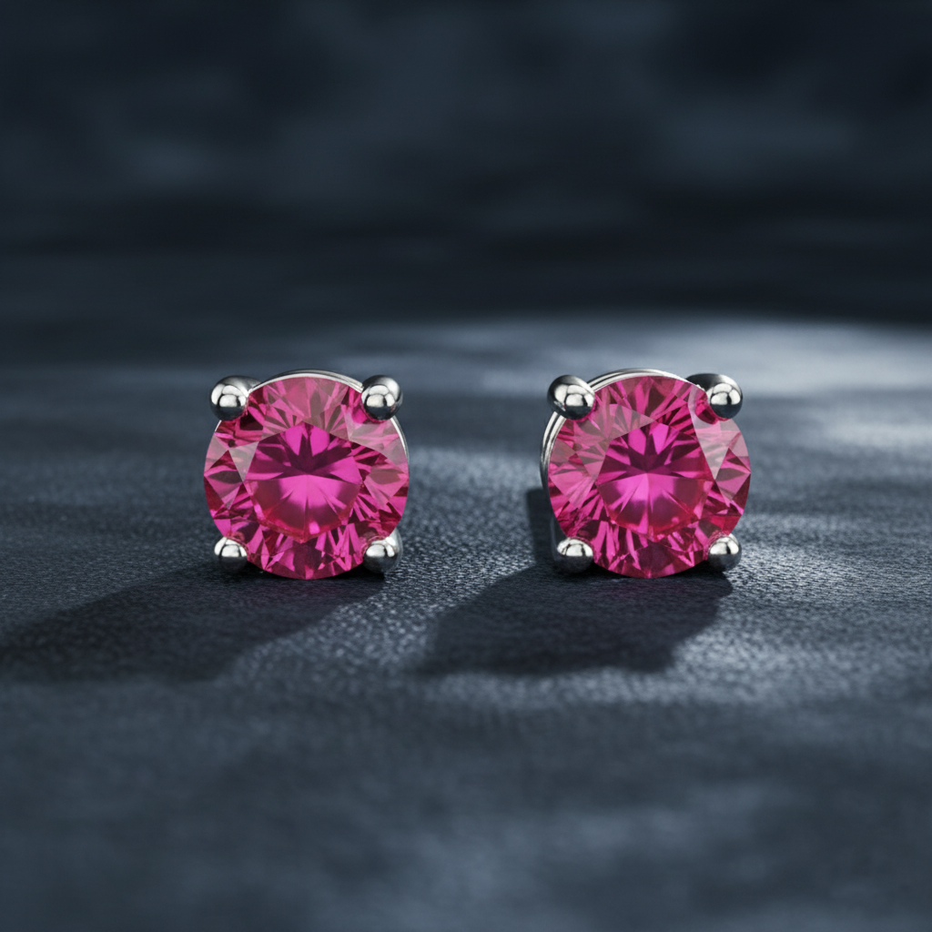 Engaging Pink Sapphire Gemstone Stud Earrings