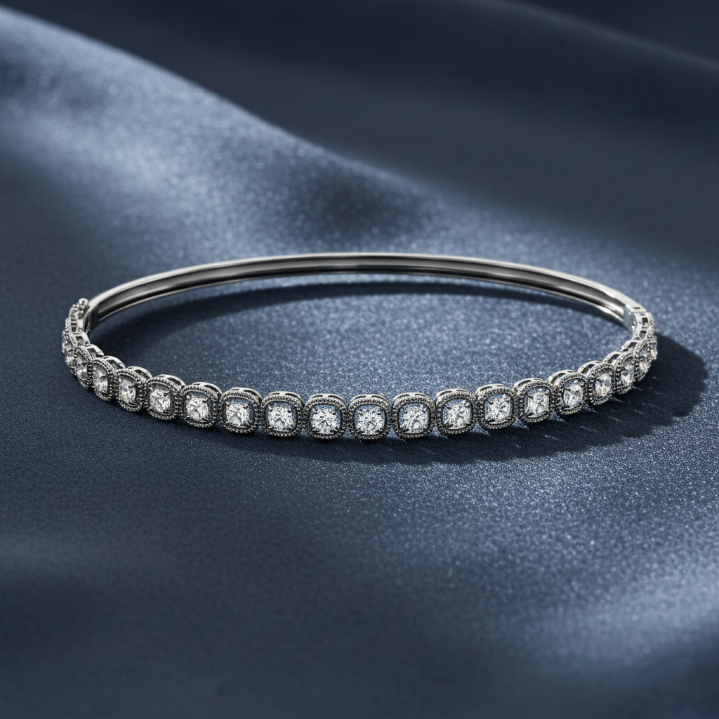 Fashion Style Round Lab Diamond Bangle Bracelet