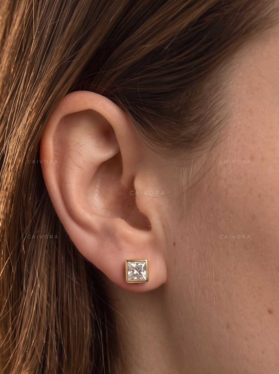 Regent Princess Bezel Stud Earrings