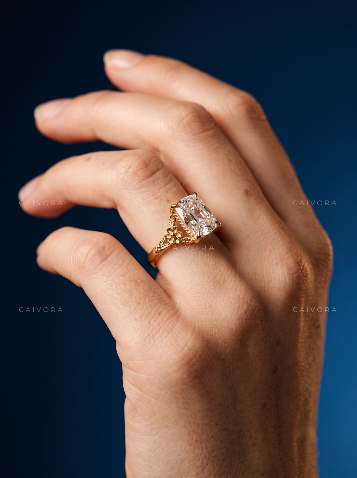 Arabella Sculpted Engagement Ring with an Old Mine Cut Diamond