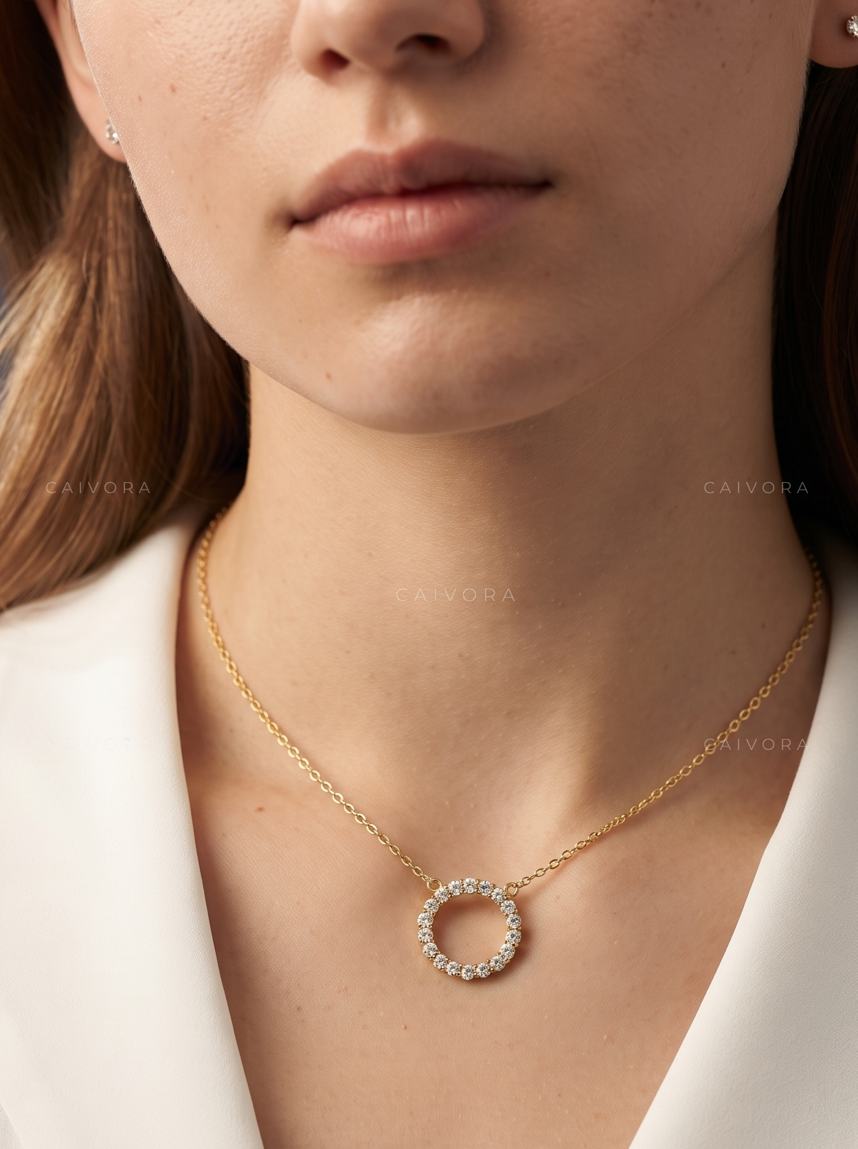 Round Lab-Grown Diamond Circle Pendant Necklace