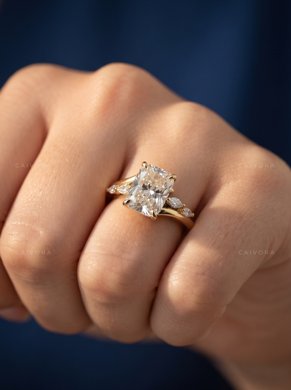 Cushion Cut Diamond Ring with Intertwined Twist Band