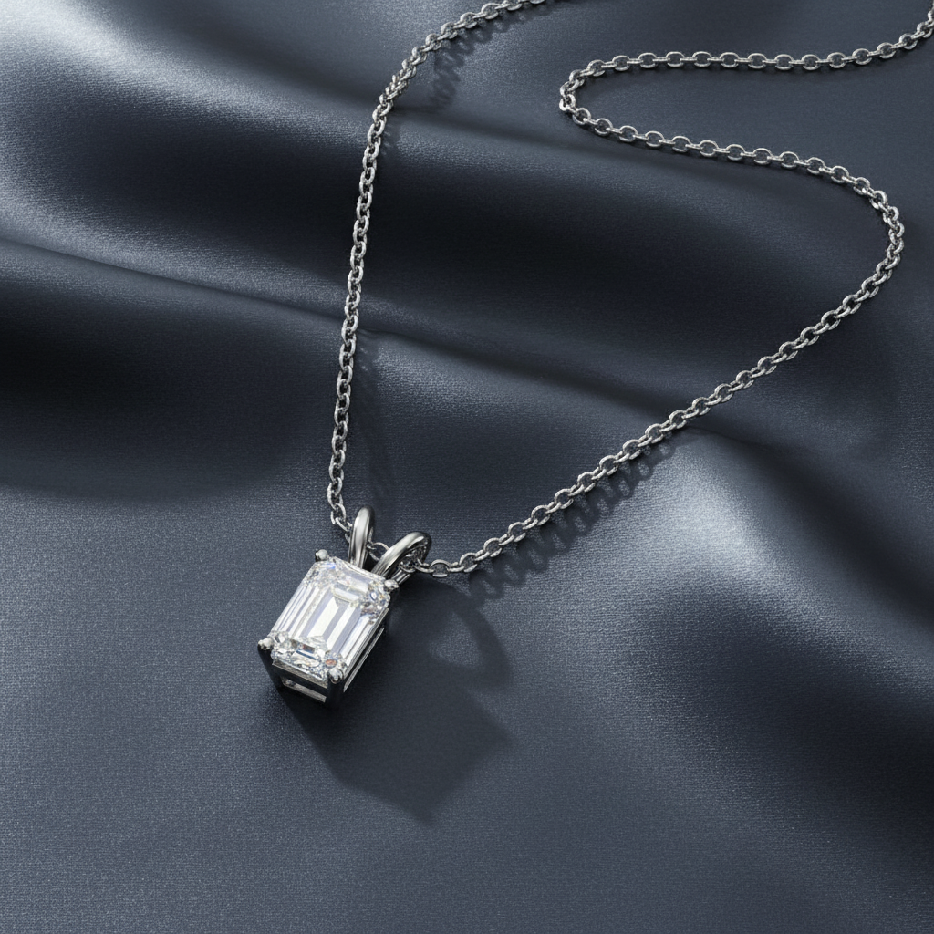 Sophisticated Step Cut Ethical Diamond Pendant