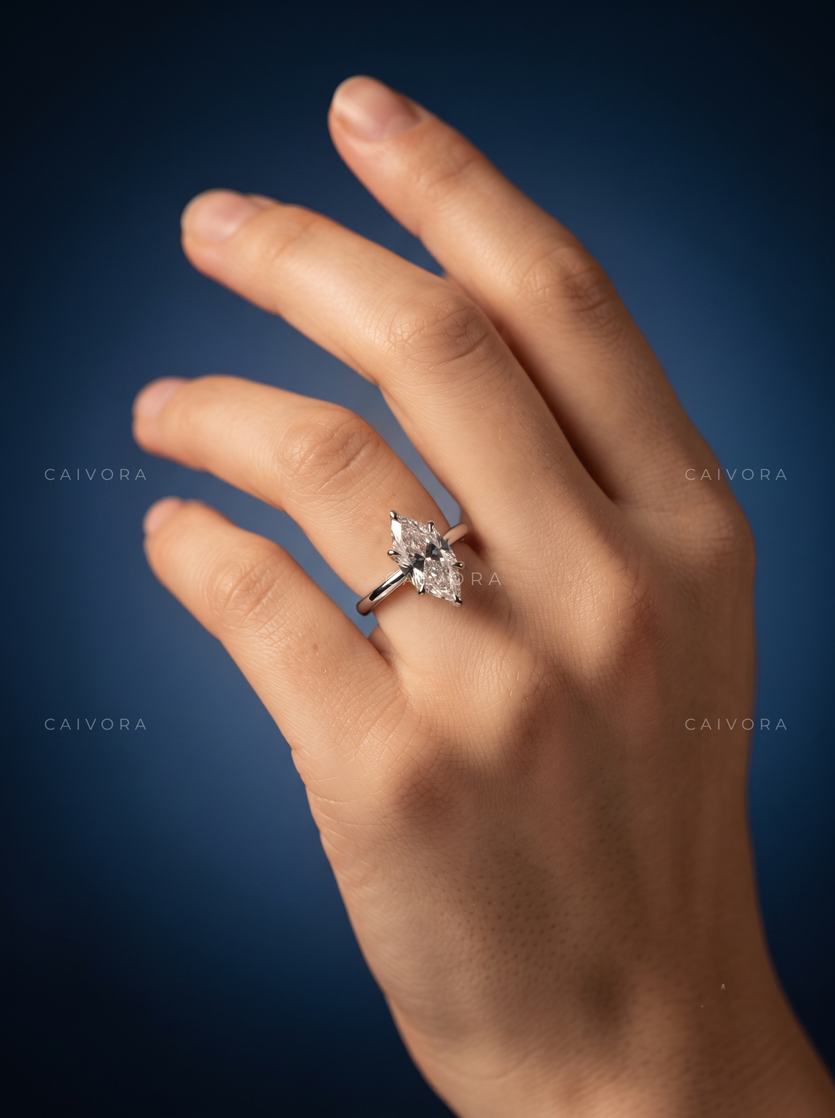 Marquise Cut Hidden Halo Pavé Tulip Engagement Ring