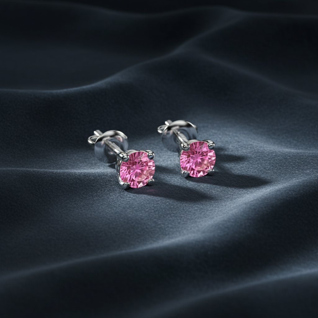 Engaging Pink Sapphire Gemstone Stud Earrings