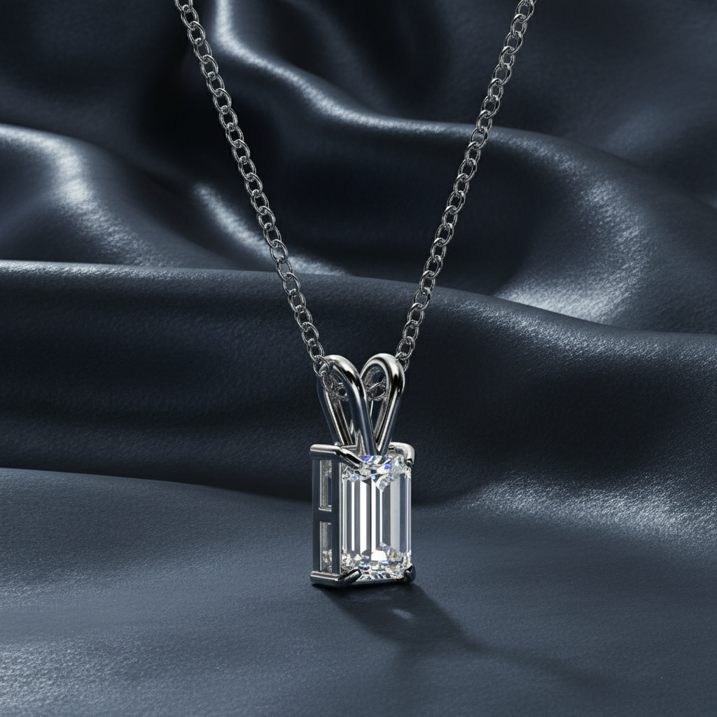 Sophisticated Step Cut Ethical Diamond Pendant