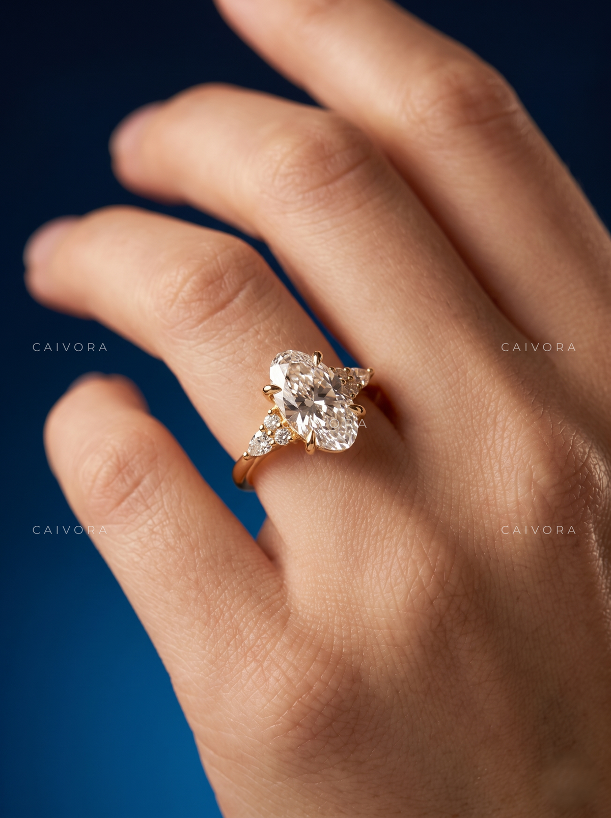 Latin-Inspired Diamond Engagement Ring with an Moval Center Stone