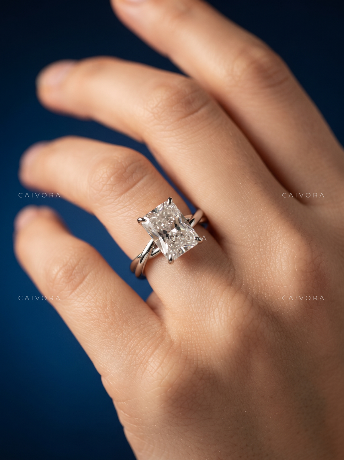 Eternal Spark Kosina Engagement Ring with a Radiant Cut Diamond