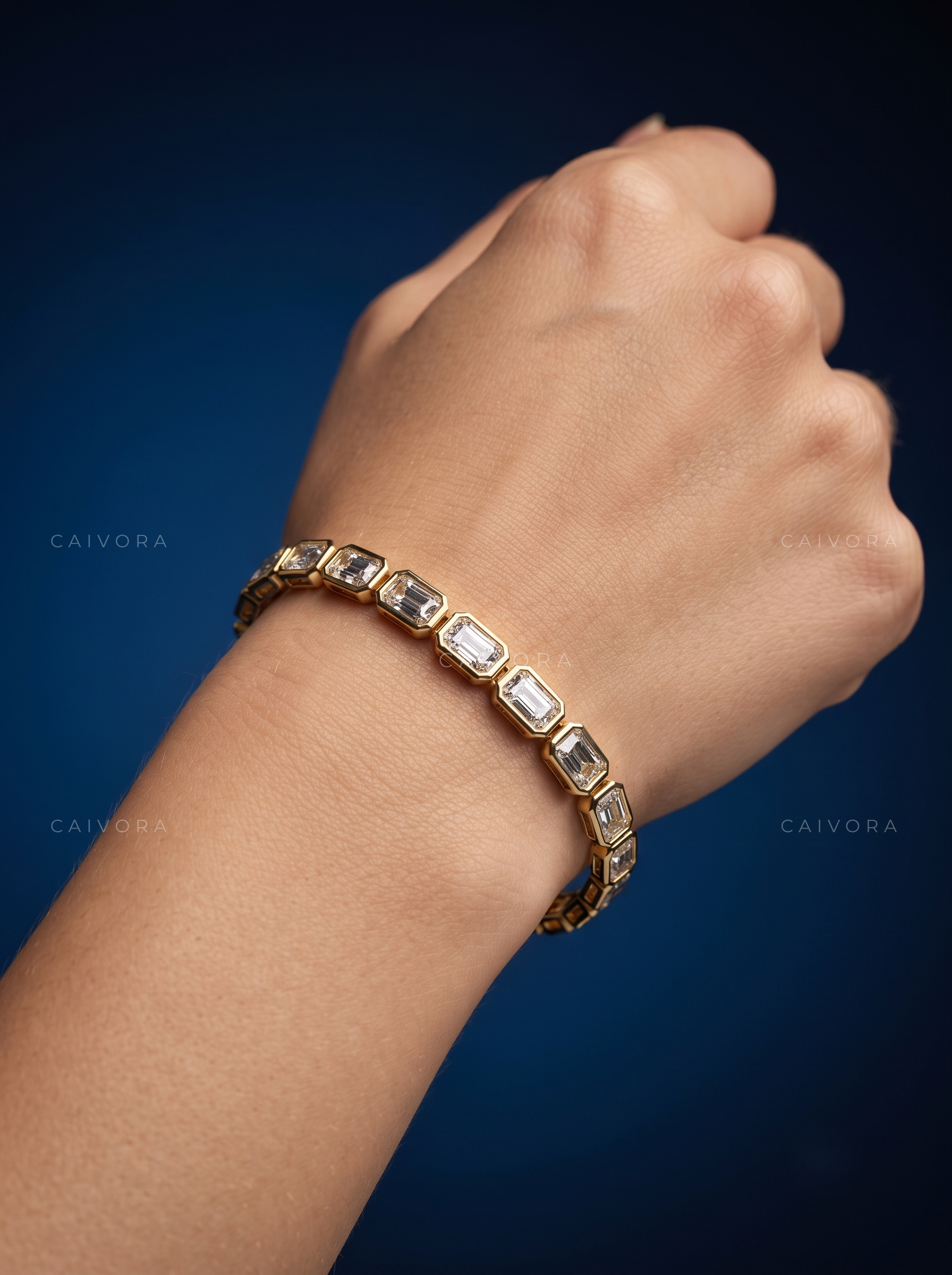 Emerald Cut Bezel Tennis Bracelet