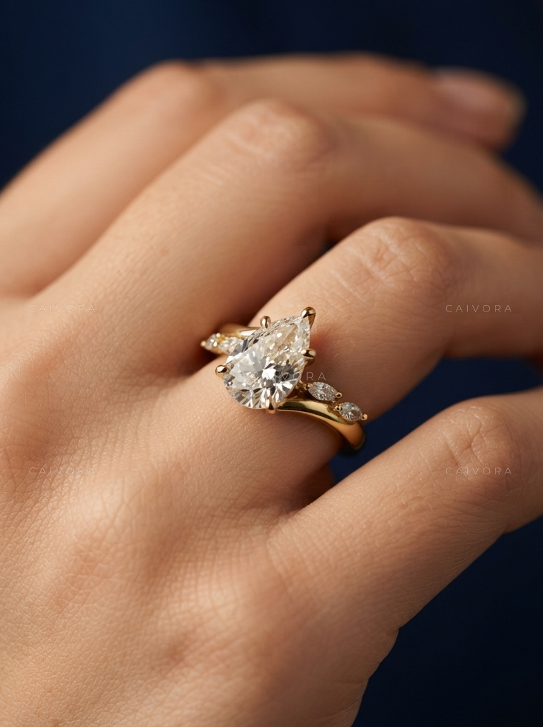 Pear Cut Diamond Engagement Ring with Sculpted Twist Band